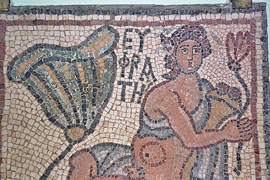 QsarLibia_MosaiciBizantini12.jpg - Mosaici Bizantini, la raffigurazione del Dio fiume Eufrate