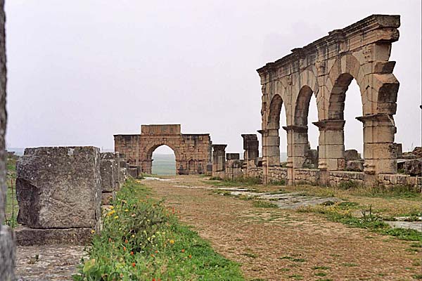 Marocco158.jpg - Il viale cerimoniale, Decumanus Maximus, l'ingresso sud con l'Arco di Trionfo